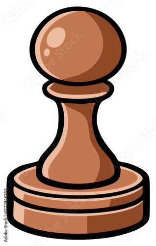 Brown chess pawn illustration, isolated, board game element, victory concept