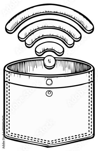 Wi-Fi signal in a pocket conceptual line art of portable internet and mobile connectivity