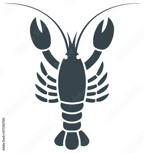 Flat Design Lobster Vector Icon. Simple Stylized Crayfish Silhouette for Seafood Menu Graphic.