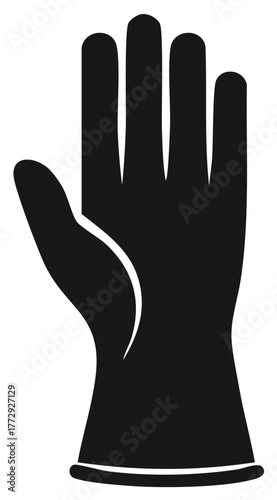 Protective work glove minimalist black vector illustration for safety and cleaning tasks