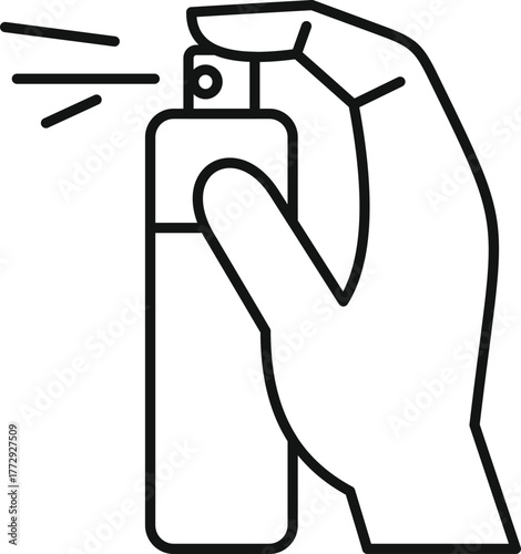 Hand holding a spray bottle, pushing the button and spraying