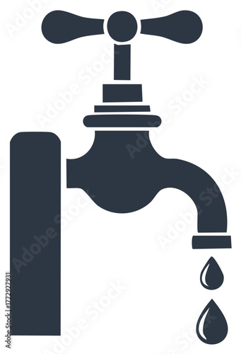 Vector icon of a dripping water tap symbolizing water conservation, leak, and plumbing issues