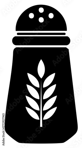 Black Silhouette of a Salt Shaker with a Wheat Stalk Emblem
