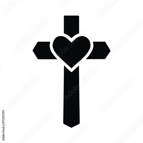 Cross with Heart Icon