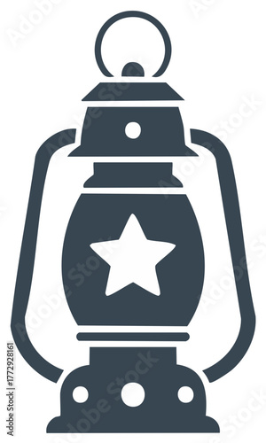 Vintage kerosene lantern with a star emblem for rustic or outdoor lighting