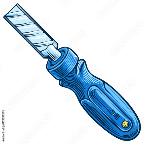 Cartoon Style Blue Wood Chisel with Plastic Handle for Handyman Work