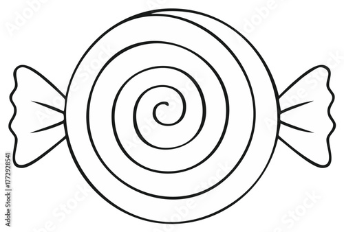 Simple Swirl Candy Outline Illustration Sweet Treat