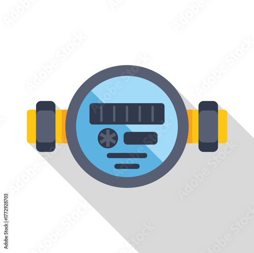 Water meter measuring water consumption with pipes and displaying data