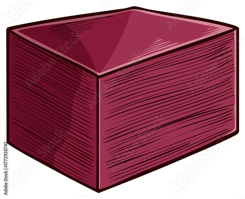 Hand drawn illustration of a solid maroon block with hatched texture.