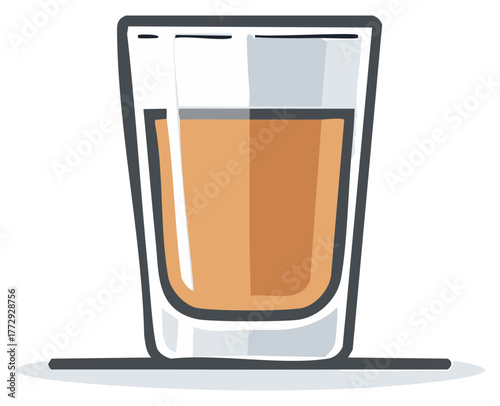 Simple Drawing of Full Shot Glass With Orange Liquid Beverage