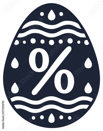 Decorated Easter Egg with a Percentage Sign for Spring Holiday Sales and Discounts