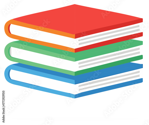 Stack of colorful books illustration representing reading education knowledge and learning resources
