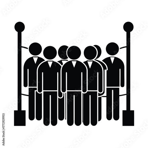 Crowded Waiting Line Near Gates Icon