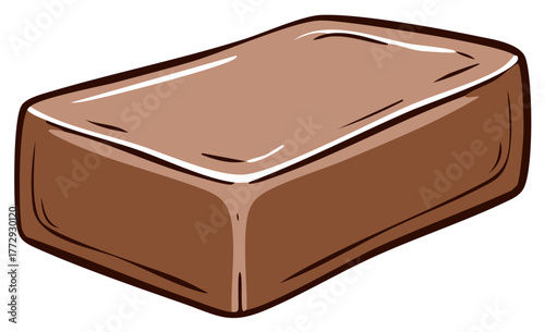 Brown chocolate bar with smooth surface and rounded edges