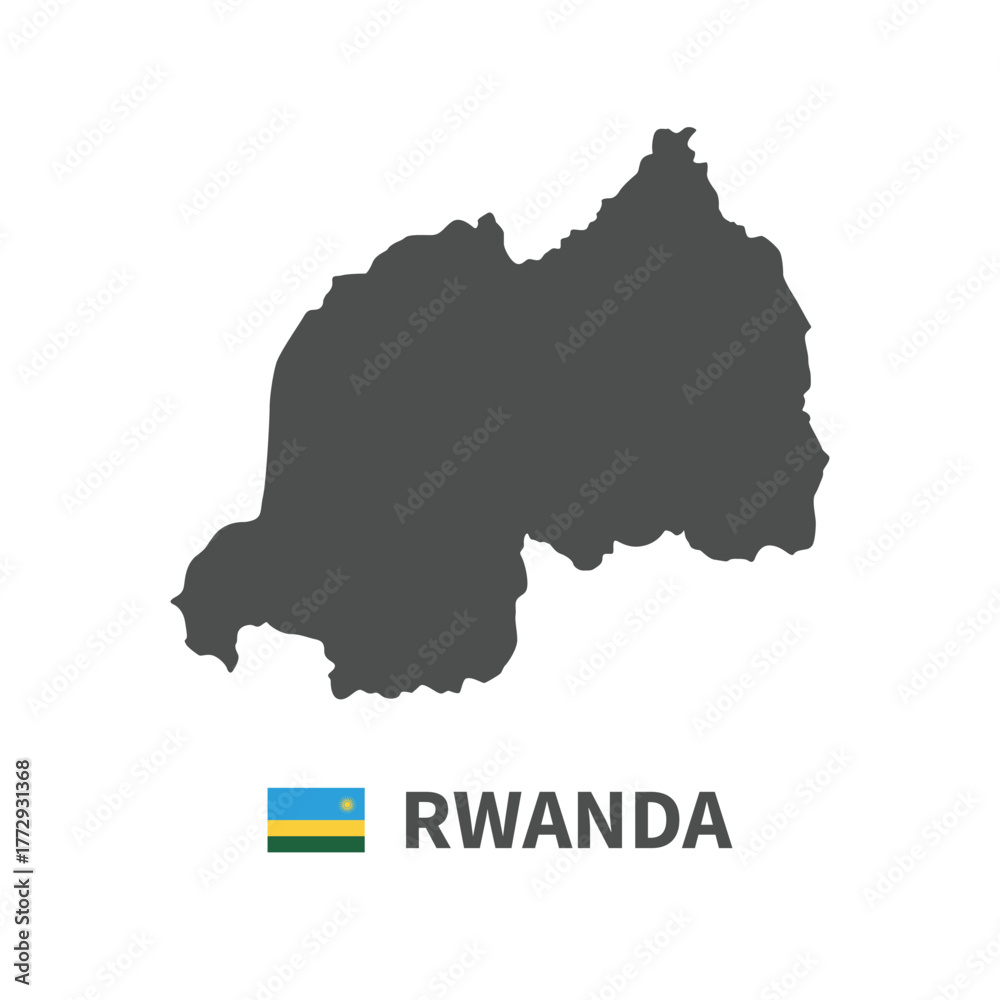 Obraz premium Rwanda map flag illustration on white background