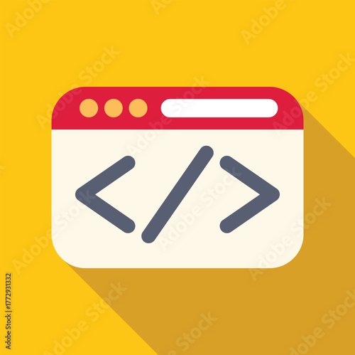 Browser window displaying programming code symbols, representing web development and software engineering