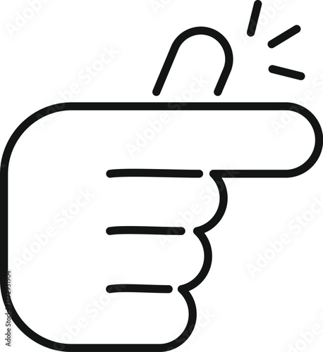 Simple line icon representing a finger injury with a plaster protecting the wounded fingertip