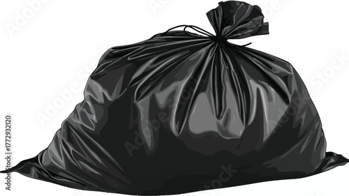 Sleek Black Garbage Bag Vector Design for Waste Management Illustration