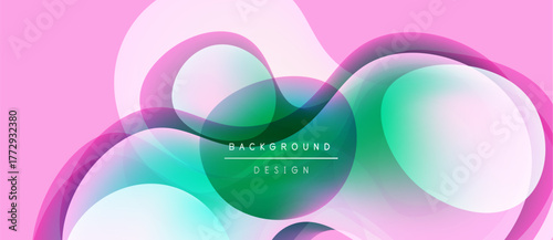 Abstract flowing shapes, pinks, greens create modern background. Text reads background design within central element.