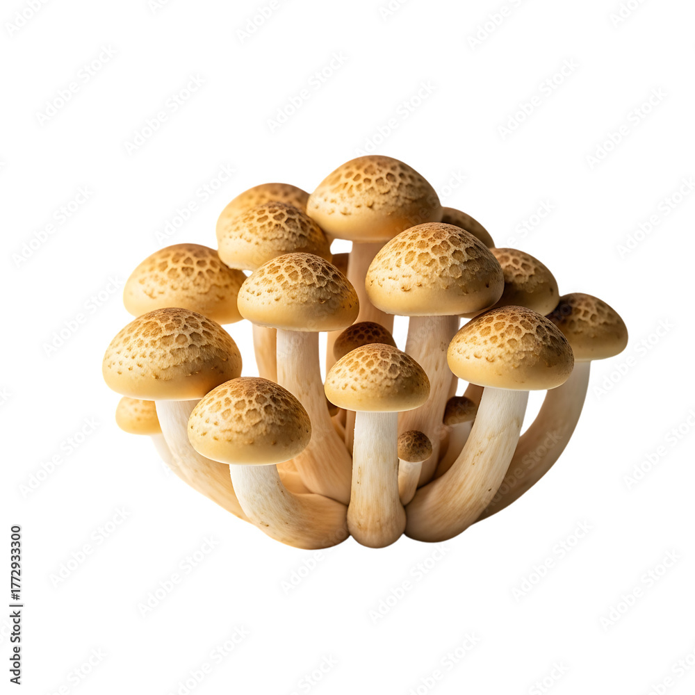 Fototapeta premium Fresh Brown Beech Mushrooms on Black Background Delicious and Healthy Fungi with Unique Texture for Culinary and Nutritional Uses