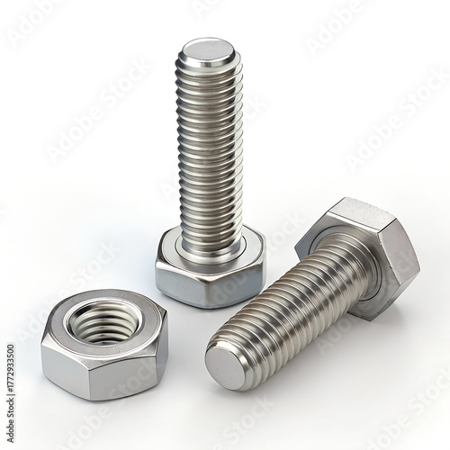 Stainless Steel Hex Bolts and Nut Set Close-Up