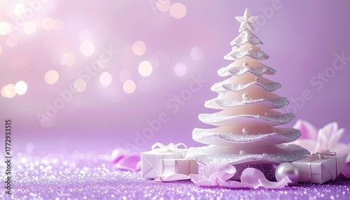 Choinka na Boże Narodzenie w odcieniach koloru fioletowego