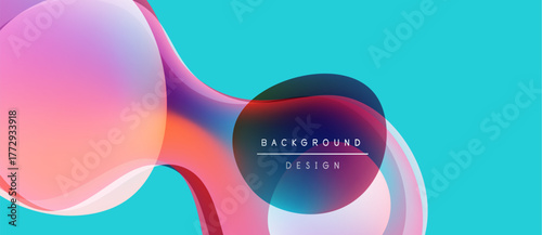 Abstract fluid shapes, vibrant colors, turquoise backdrop. Modern design elements create dynamic visual impact. Background text reads background design.