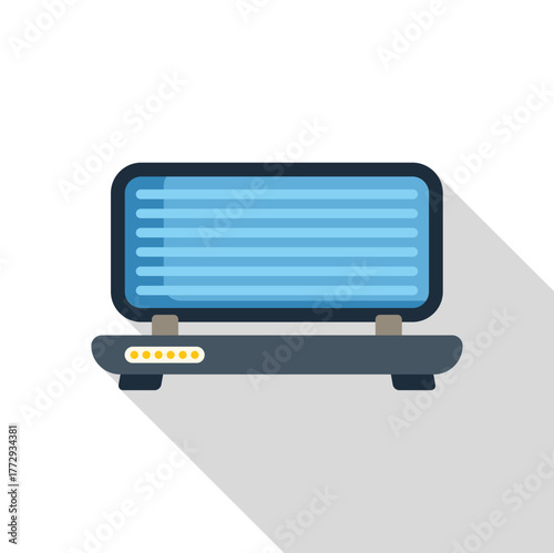 Electric sandwich maker grilling panini, displaying cooking progress with blue light