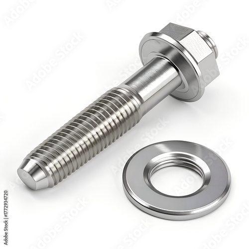 Stainless Steel Flanged Hex Bolt with Washer Close-Up
