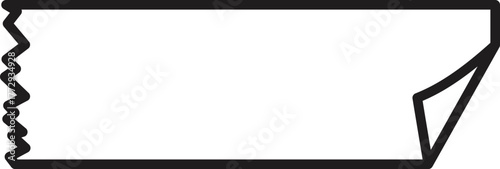 Simple vector illustration of a blank rectangular label with a serrated edge and a folded corner, ideal for packaging or product labeling