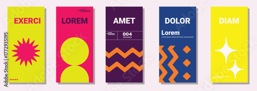 Modern Product Packaging Design Collection with Bold Colors and Geometric Shapes – Creative Abstract Label Layout for Branding, Marketing, and Visual Presentation Concepts