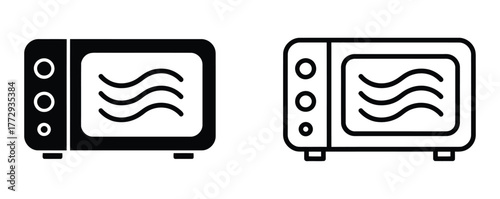 Microwave oven icon set. cooking appliance oven pictogram. microwave oven safe vector symbol collection