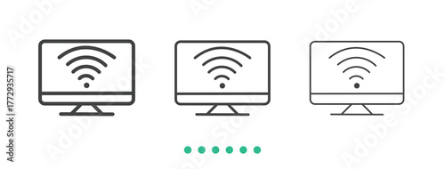 Wireless Connected Screen icon. Thin line icon vector