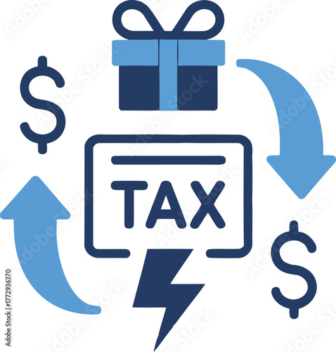Gift Tax and Financial Refund Vector Icon for Business Finance