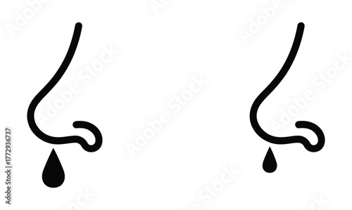 Two nose illustrations showing runny noses with dripping mucus drops