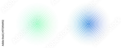 Halftone circular design elements set (gradient color)