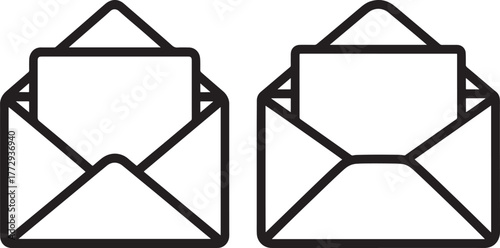 Two open envelopes with paper silhouette