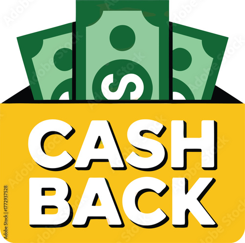 Cash Back Reward Promotion Icon with Money in Wallet
