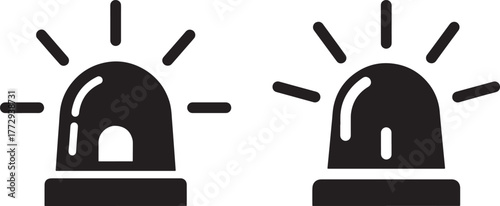 Two flashing emergency light silhouettes