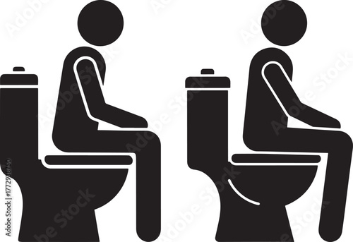 Two figures sitting on toilet silhouette