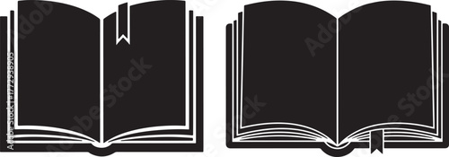 Two open books silhouette with bookmarks