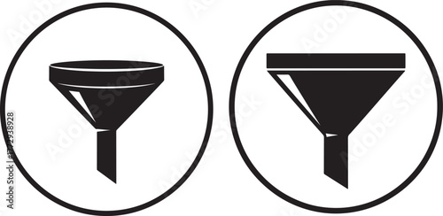 Two funnel icons in oval frames silhouette