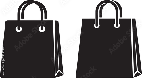 Two black shopping bags silhouette