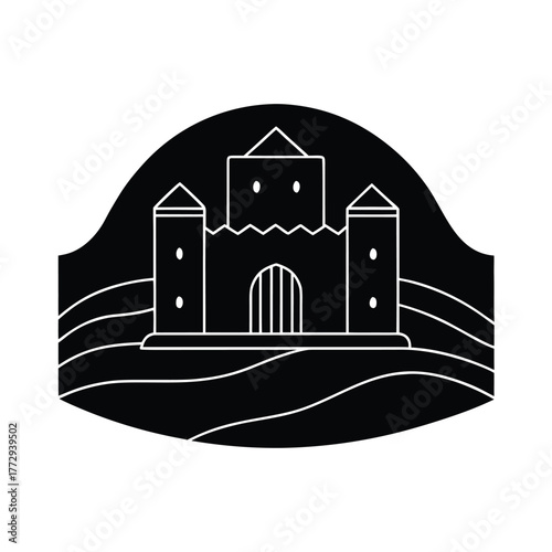Desert Fort Outline Minimal Vector