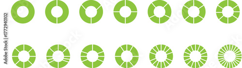 Wheel life template. Circle division from 1 to 14 equal parts. Lifestyle balance
