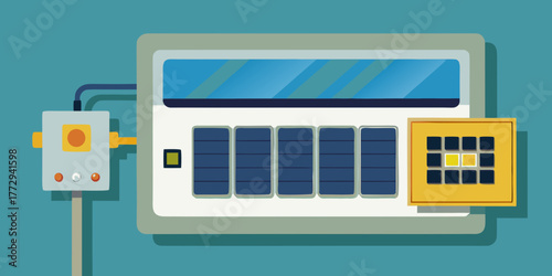 Solar panel control box with digital display and adjustment buttons  