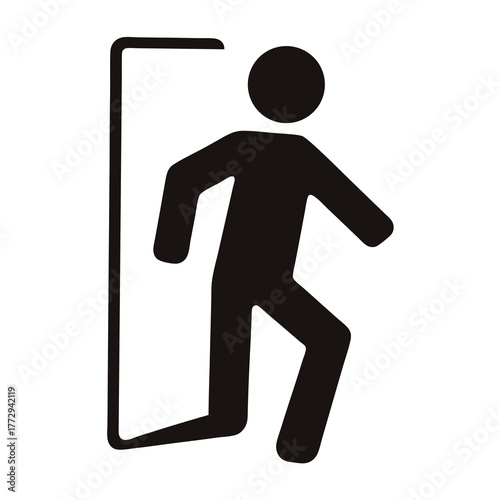 Emergency exit sign showing the exit route for a person symbol