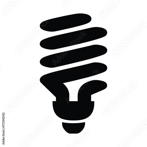 Black and white illustration of a compact fluorescent light bulb