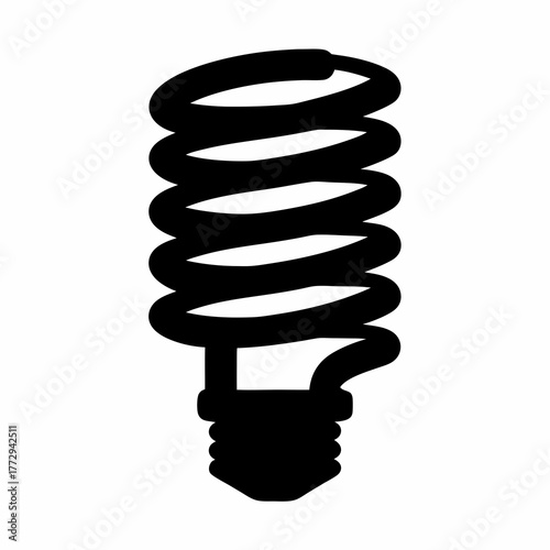 Black and white illustration of a compact fluorescent light bulb
