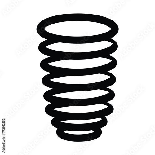 Black and white illustration of a compression spring with a conical shape